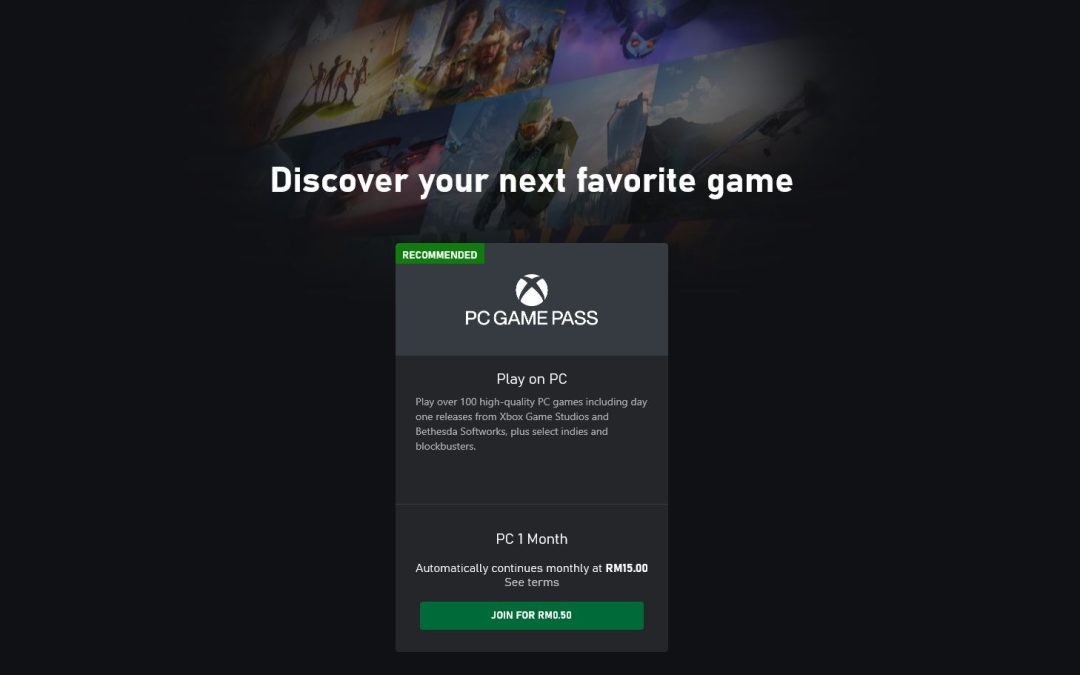 Xbox PC Game Pass is now available in Malaysia for 50 cent only –  The perfect time to play more